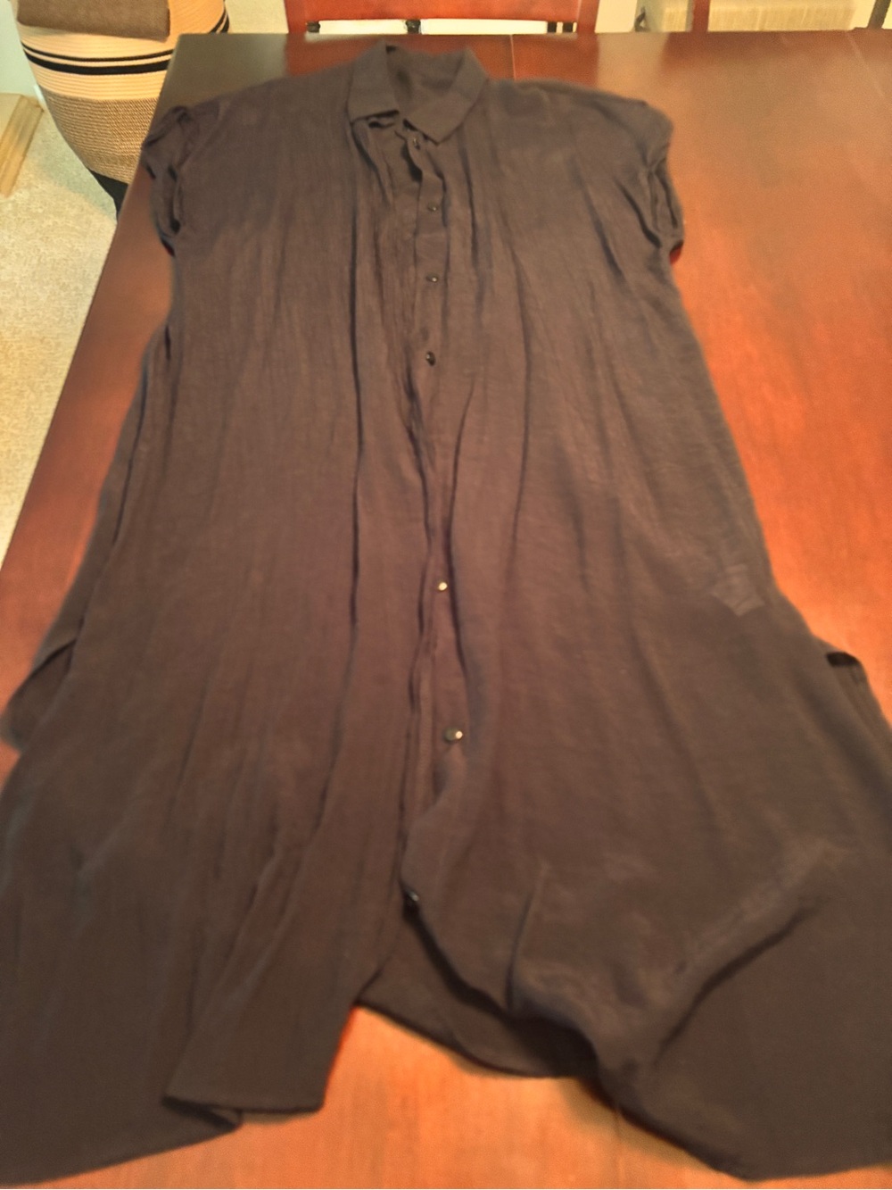 Lightweight Black Button-Front Women's Topper or can be worn as a dress